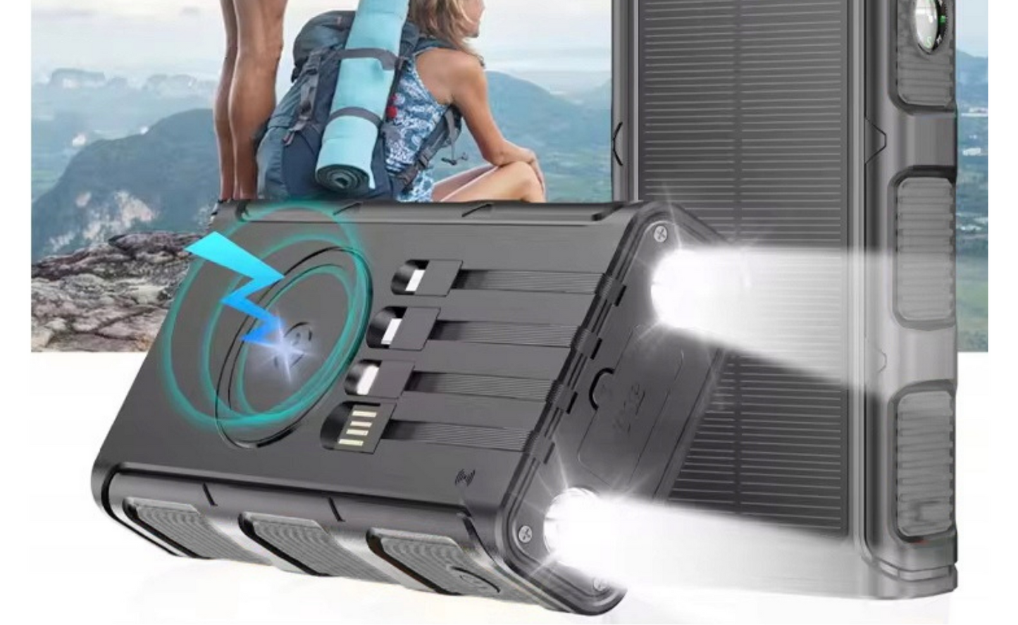 Power Bank Solar 30,000mah Carga Inalambrica Bateria Portátil