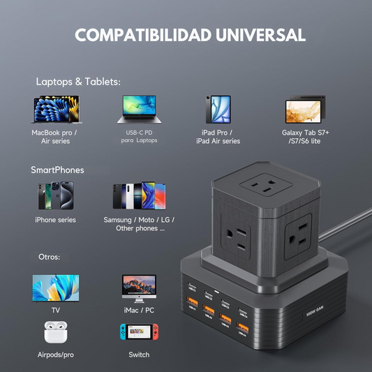 Regleta Vertical 100W de 17 Enchufes