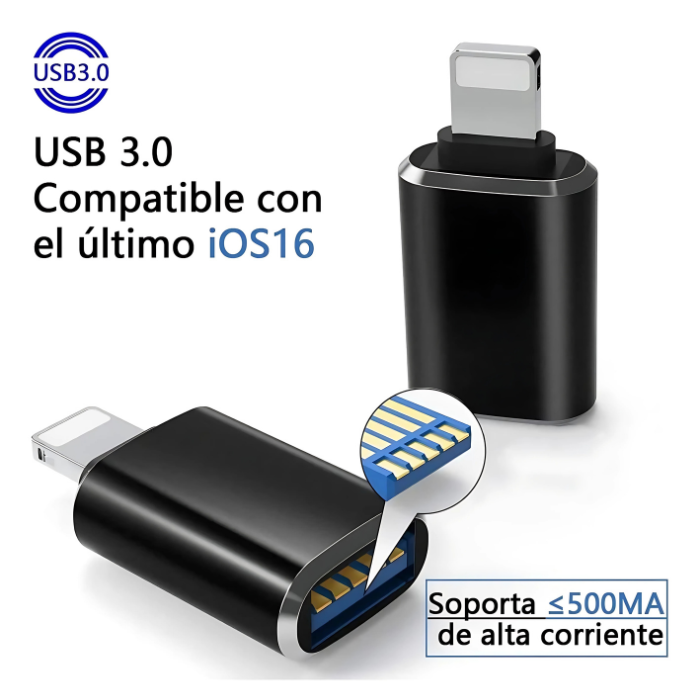 Adaptador OTG para iPhone (Lightning) a USB 3.0
