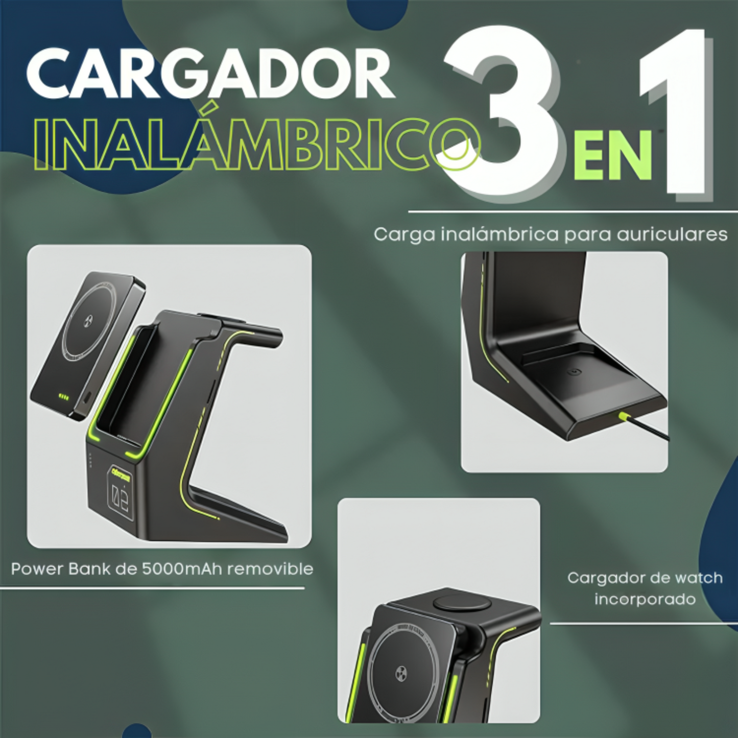 Power Bank MagSafe 3 en 1 5,000mAh