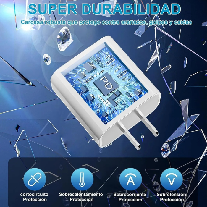 Cargador Para iPhone 20W + Cable 2 en 1