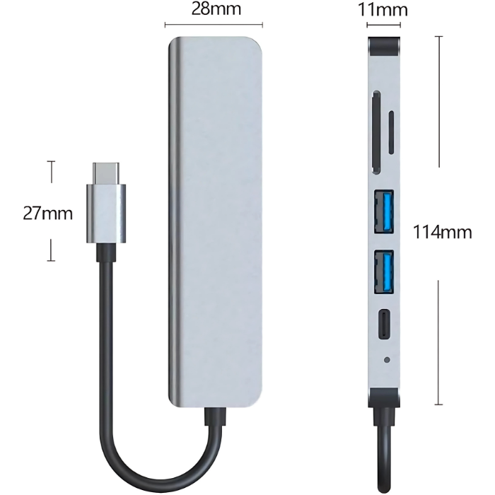 HUB Adaptador USB-C 6 en 1