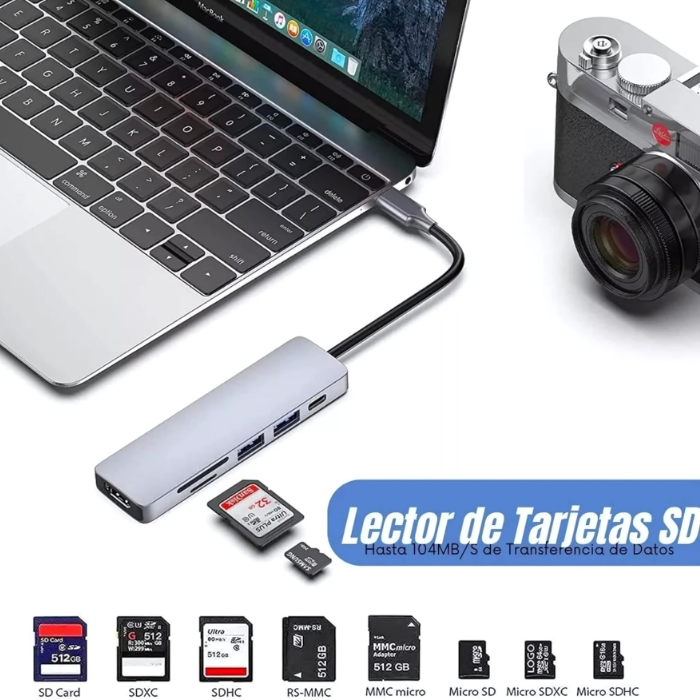 HUB Adaptador USB-C 6 en 1