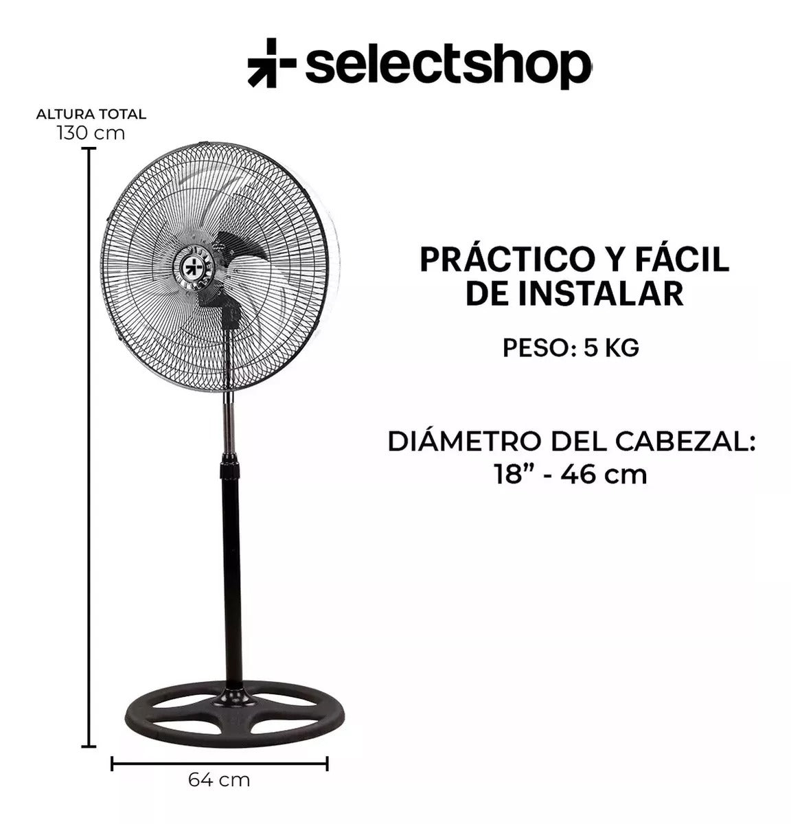 Ventilador 18" 60W con 3 Aspas