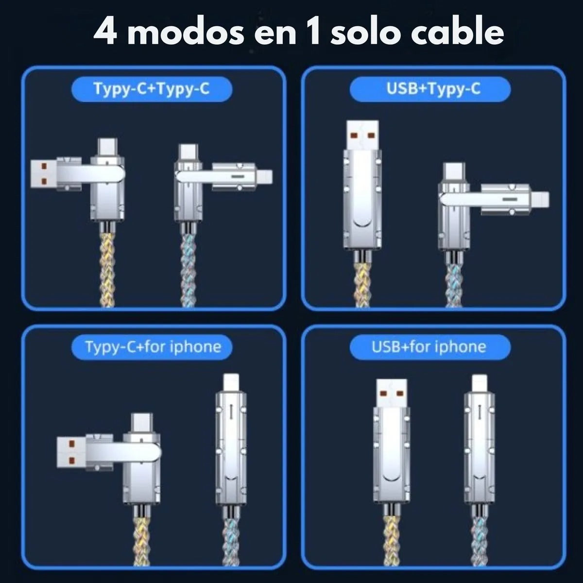 Cable USB-C 4 en 1 RGB