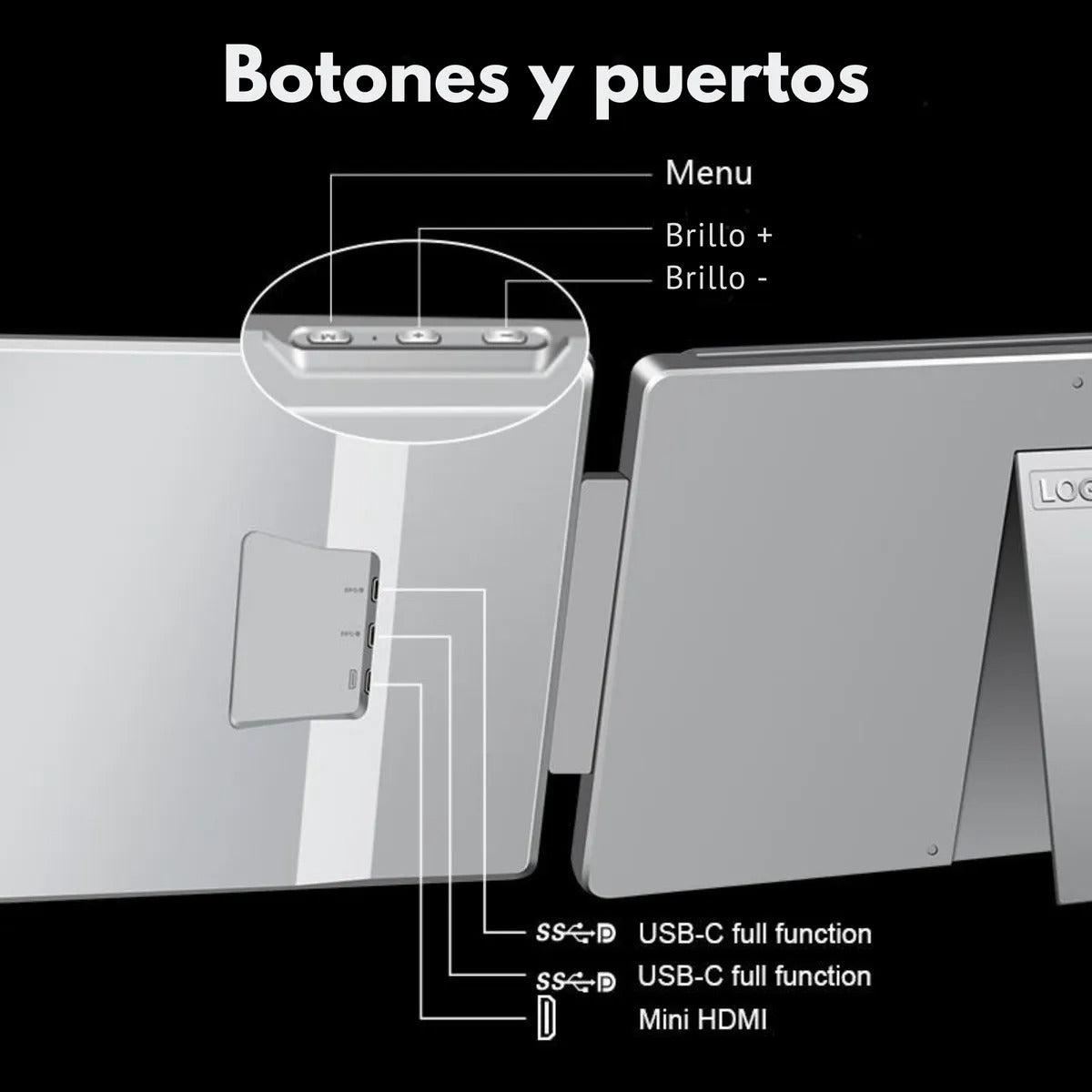 Doble Monitor 15.6" Giratorio 360°