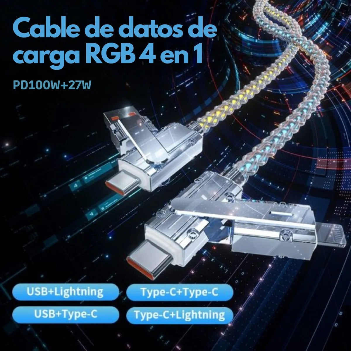 Cable USB-C 4 en 1 RGB