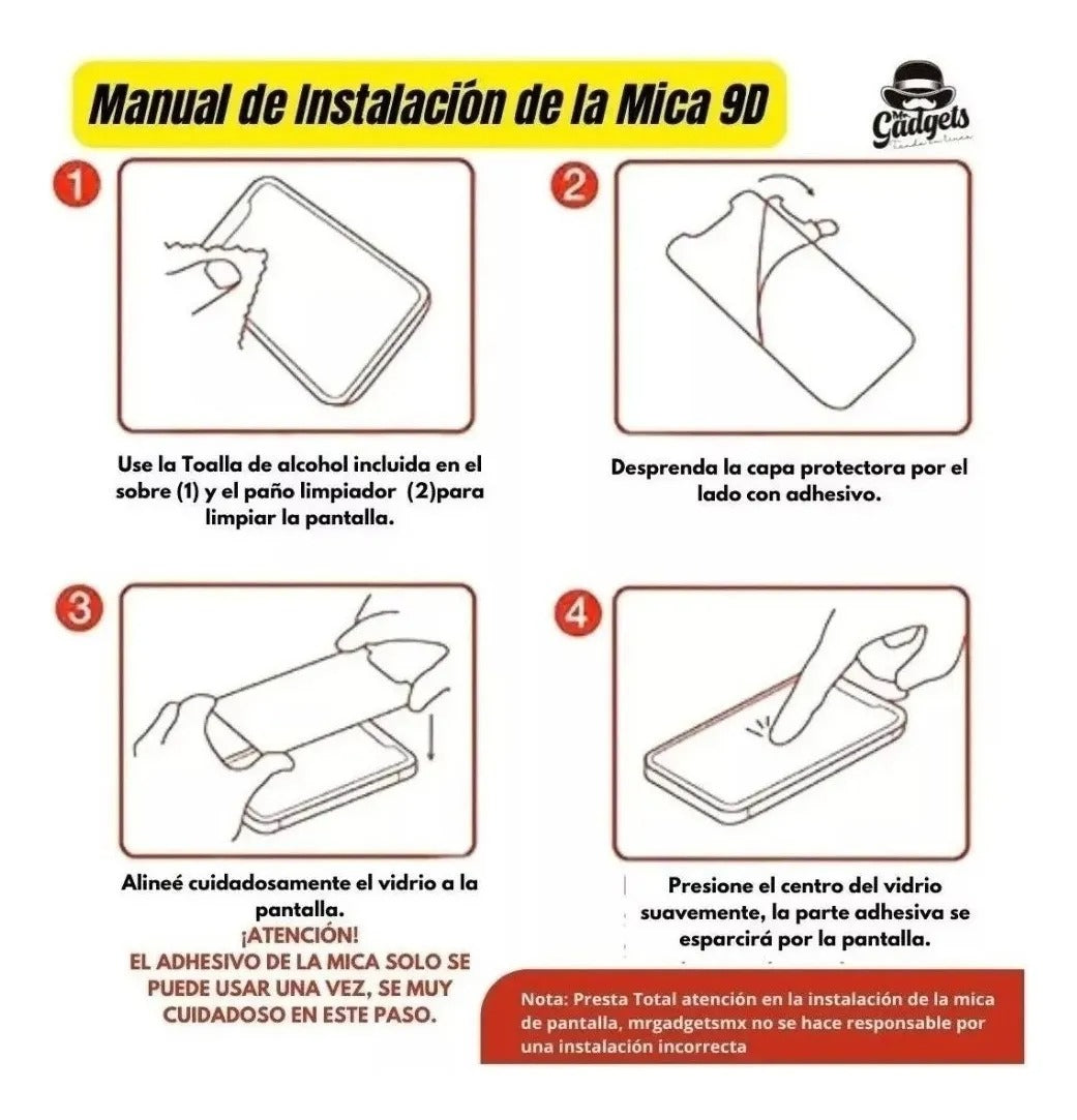 Mica de Pantalla Cristal Dureza 9D para iPhone