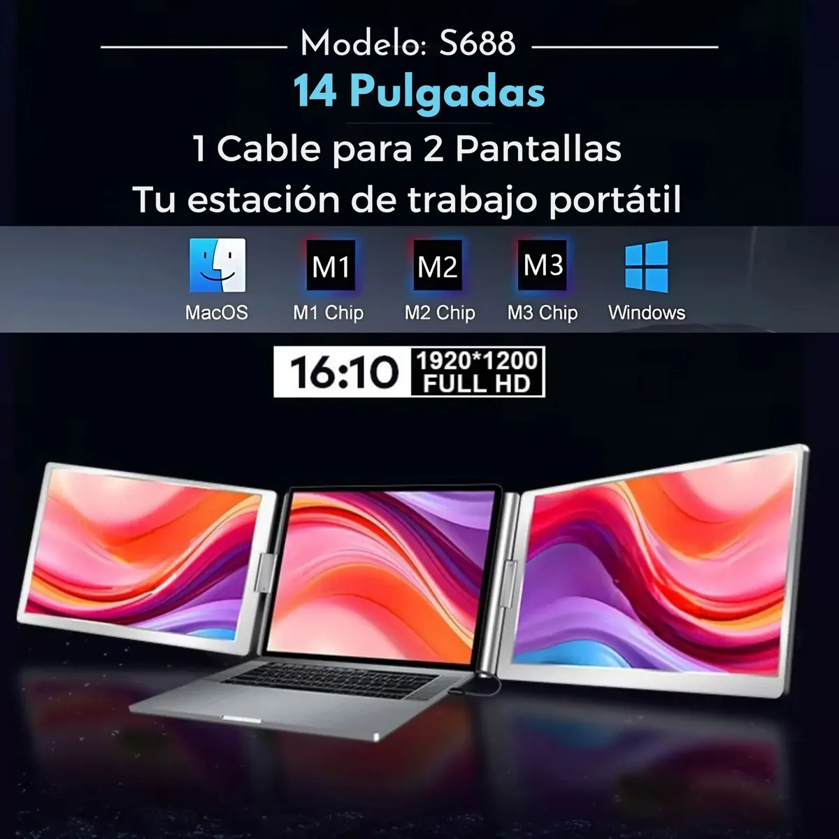 Doble Monitor 14" Extensor Dual S688