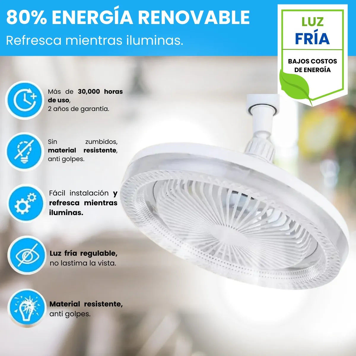 Ventilador con Foco LED 30W