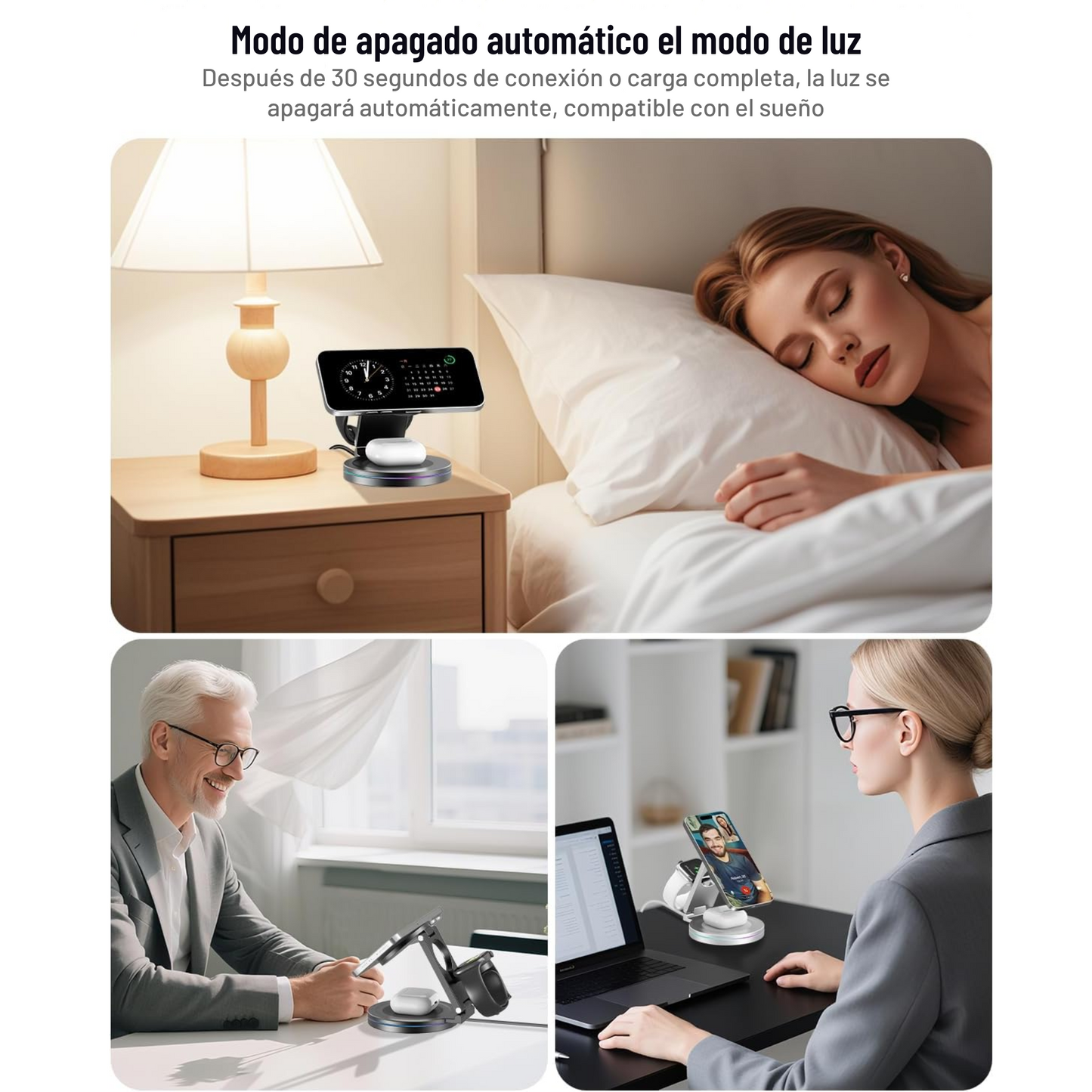 Cargador 3 en 1 MagSpin 15W para iPhone