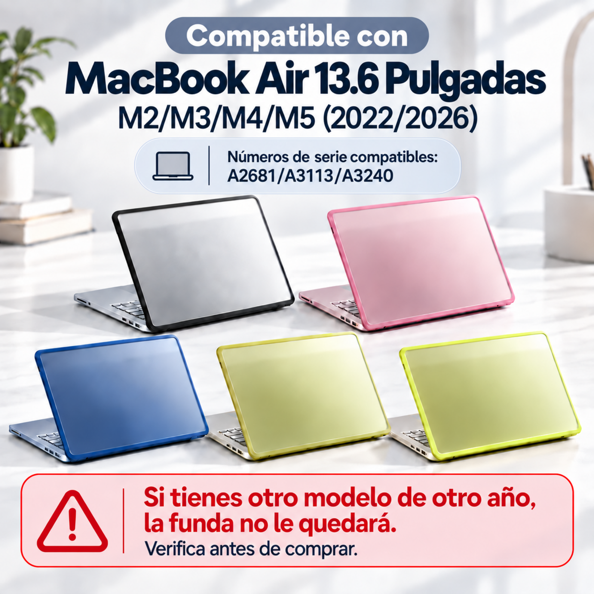 Funda para MacBook Air 13.6" Intel M2, M3, M4, M5