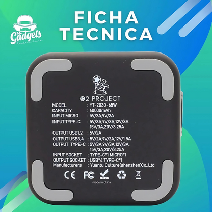Power Bank Portátil 60,000mAh 100W