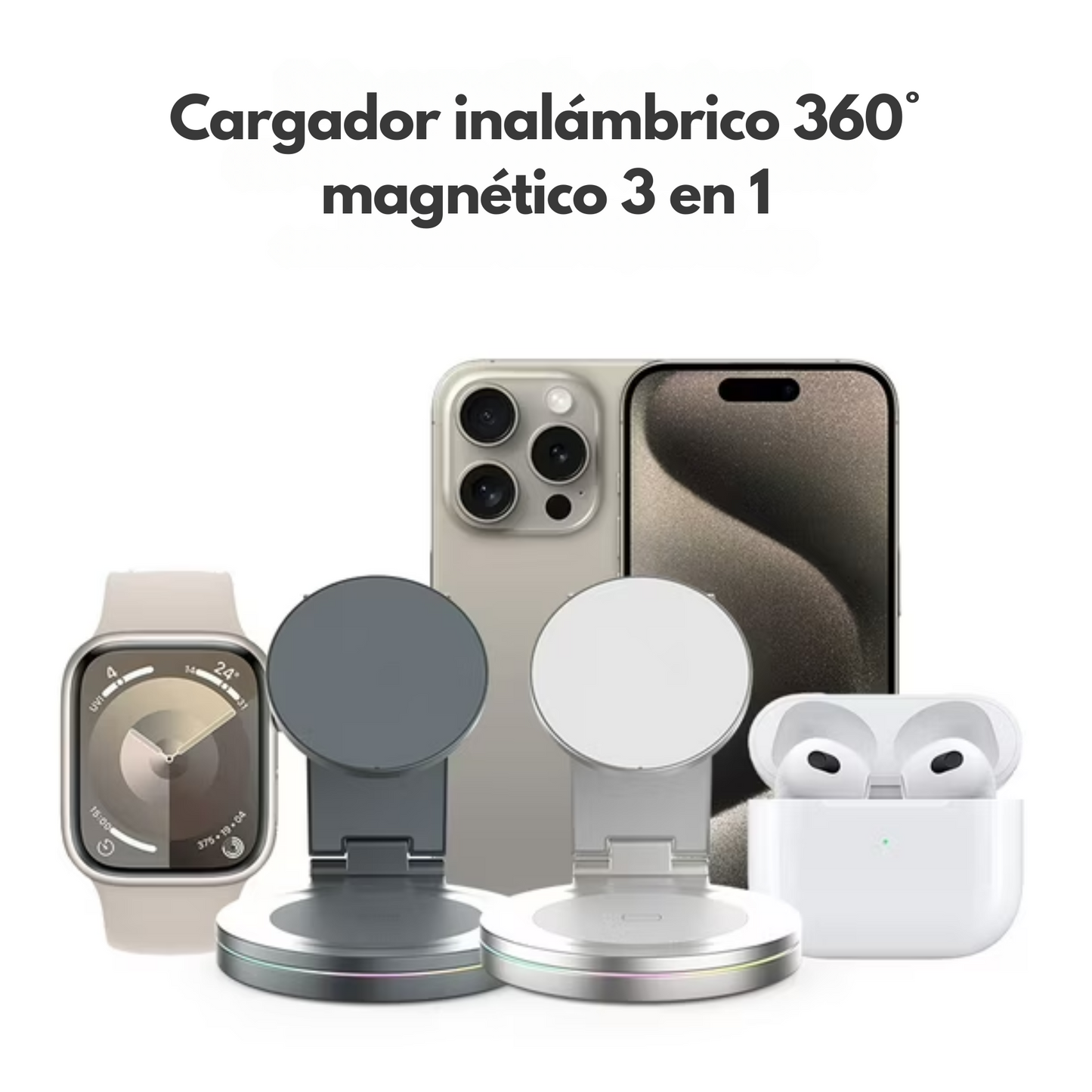 Cargador 3 en 1 MagSpin 15W para iPhone