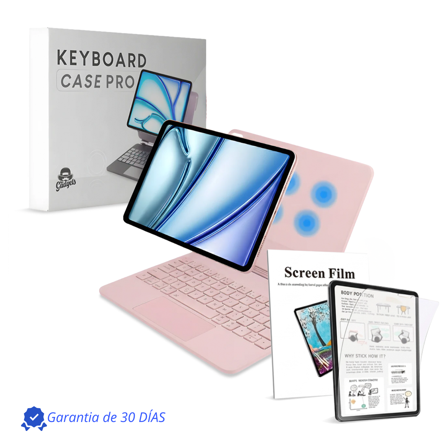 Keyboard Case Pro Magnético para iPad con Touchpad y Mica Textura de Papel