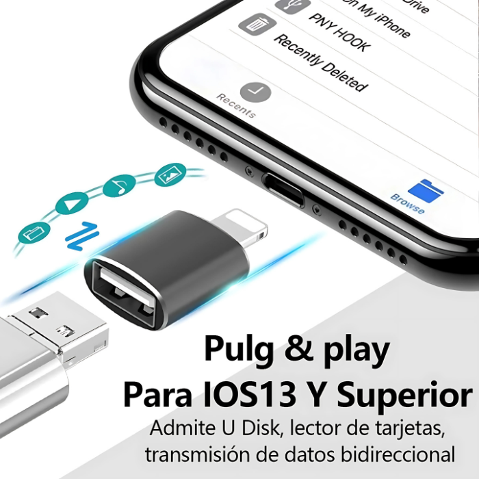 Adaptador OTG para iPhone (Lightning) a USB 3.0