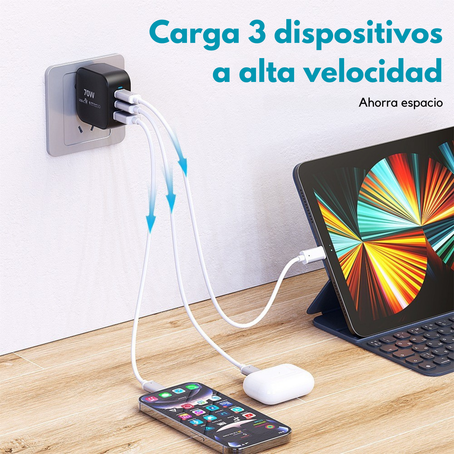 Adaptador de Corriente 70W Carga Rápida