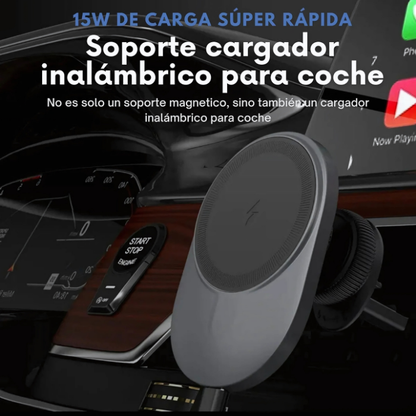 Soporte Magnético 15W Con Carga Inalámbrica Para Auto