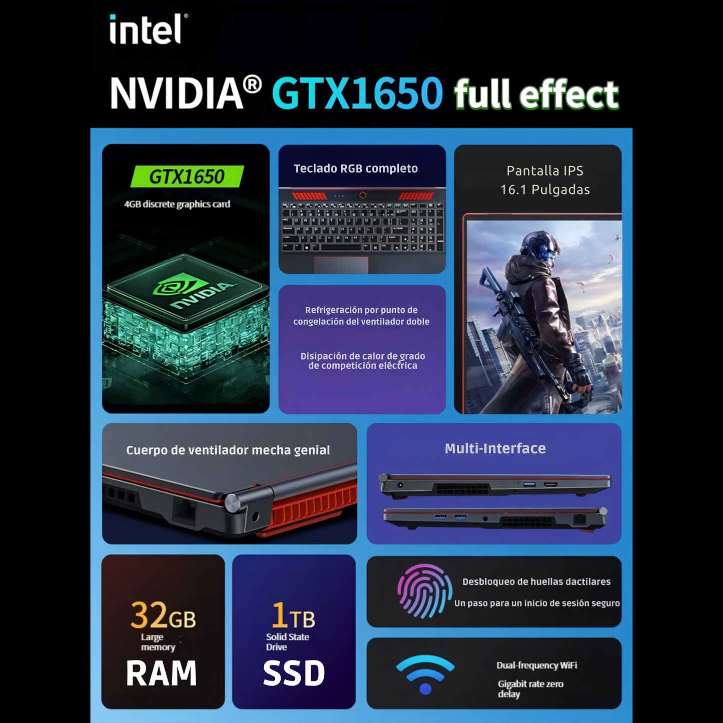 Laptop Gamer 16" 32GB Core i9