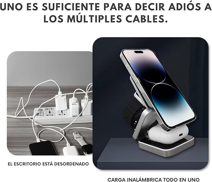 Cargador Inalámbrico 3 en 1 Plegable