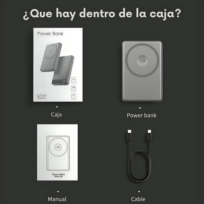 Power Bank Portátil 5,000mAh de Aluminio con Adherencia Magnética