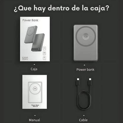 Power Bank Portátil 5,000mAh de Aluminio con Adherencia Magnética