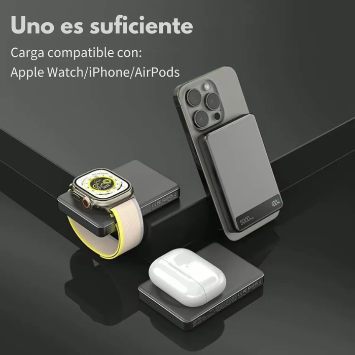 Power Bank Portátil 5,000mAh de Aluminio con Adherencia Magnética