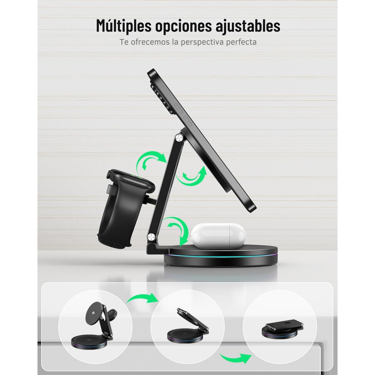 Cargador 3 en 1 MagSpin 15W para iPhone