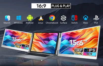Doble Monitor 15.6" Giratorio 360°