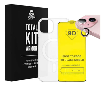 Kit Funda + Mica de Pantalla + Aros de Cámara para iPhone