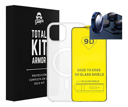Kit Funda + Mica de Pantalla + Aros de Cámara para iPhone