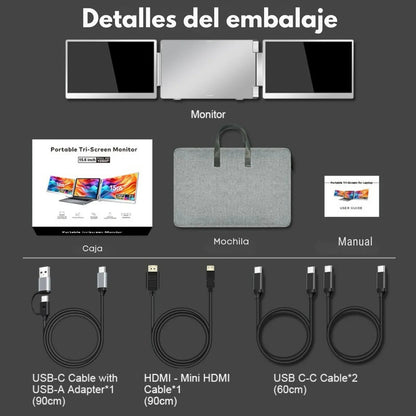 Doble Monitor 15.6" Giratorio 360°