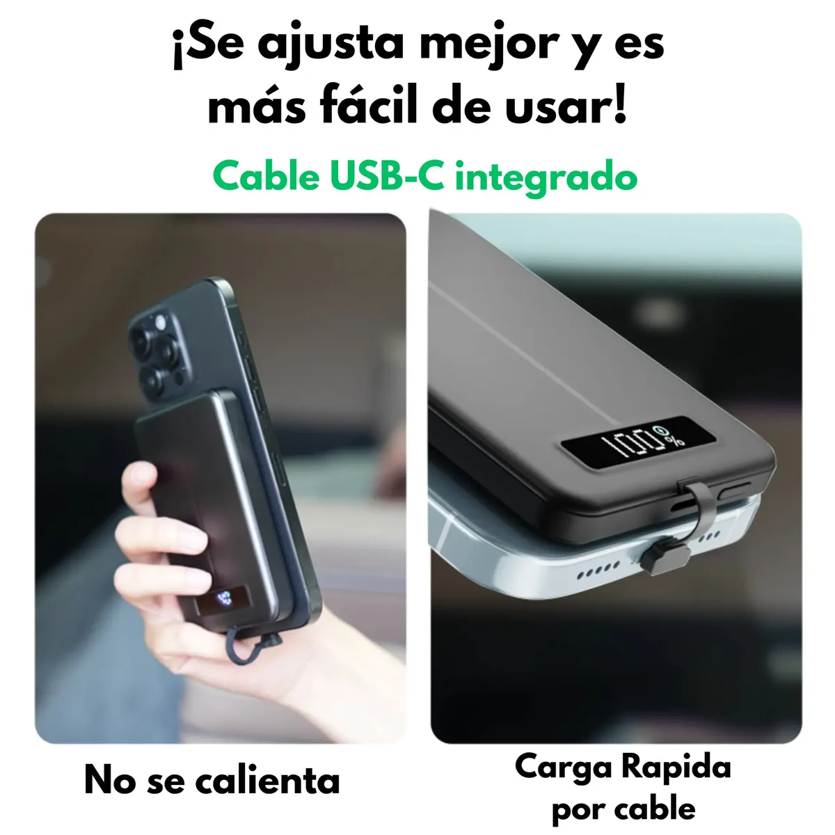 Power Bank 10,000mAh 45W Carga por Cable