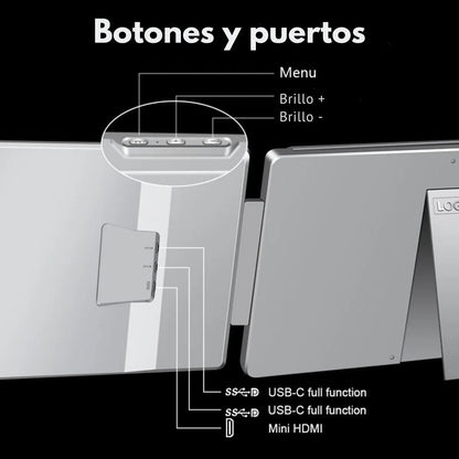Doble Monitor 15.6" Giratorio 360°