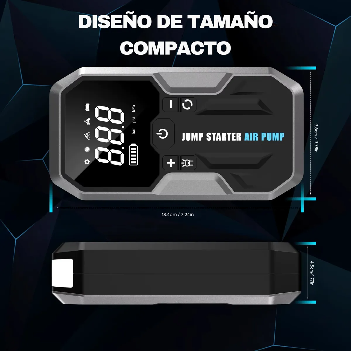 Batería De Emergencia Bomba De Aire Portátil 4 En 1 Jumper
