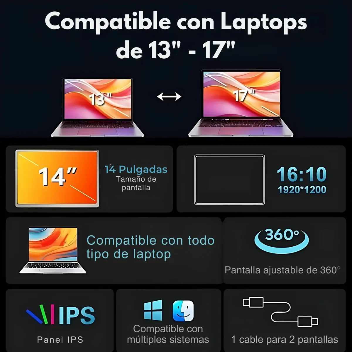 Doble Monitor 14" Extensor Dual S688