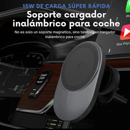 Soporte Magnético 15W Con Carga Inalámbrica Para Auto