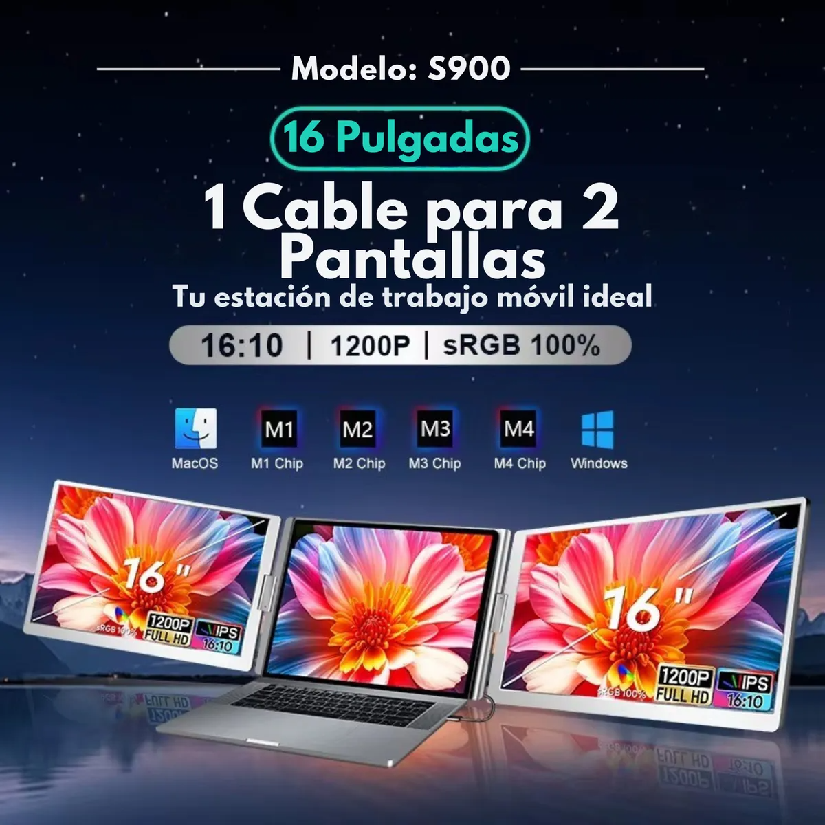 Doble Monitor Portátil 16" para Laptop