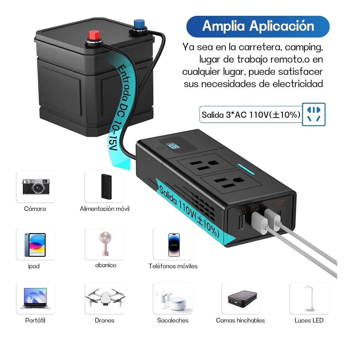 Enchufe Toma Corriente para Coche 200W