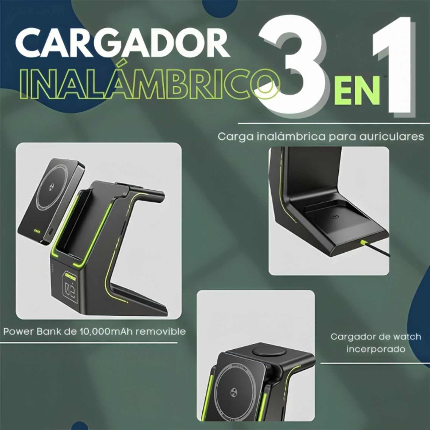 Power Bank 3 en 1 10,000mAh