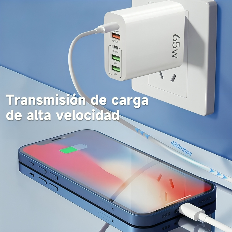 Adaptador 5 en 1 65W con Cable USB-C