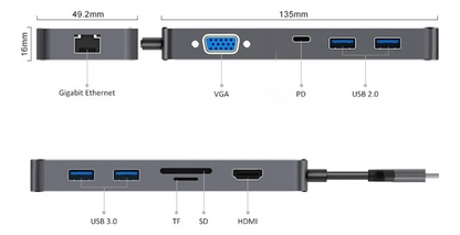 HUB 10 en 1 USB-C Metálico