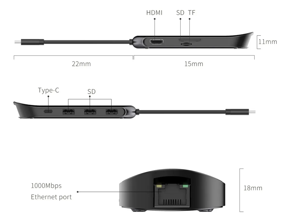 Adaptador de HUB 8 en 1 USB-C