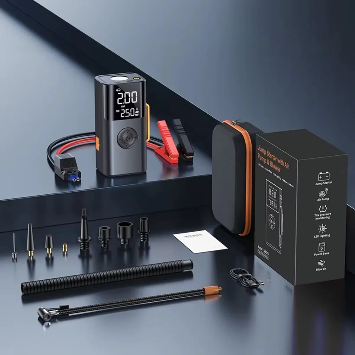 Arrancador de Coche 3,000A Bomba de Aire Emergencia