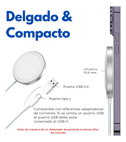 Cargador Inalámbrico 2 en 1 para iPhone/Apple Watch