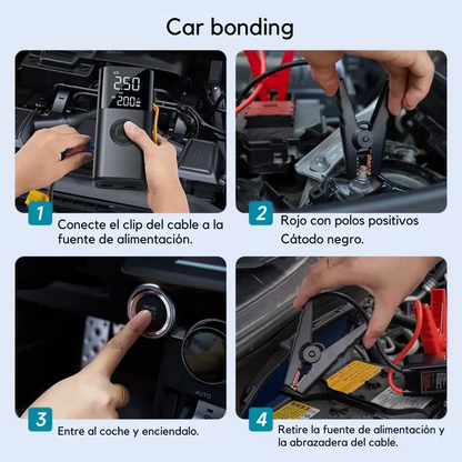 Arrancador de Coche 3,000A Bomba de Aire Emergencia